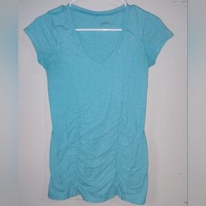 Zella Women's Aqua V-Neck Short Sleeve Top